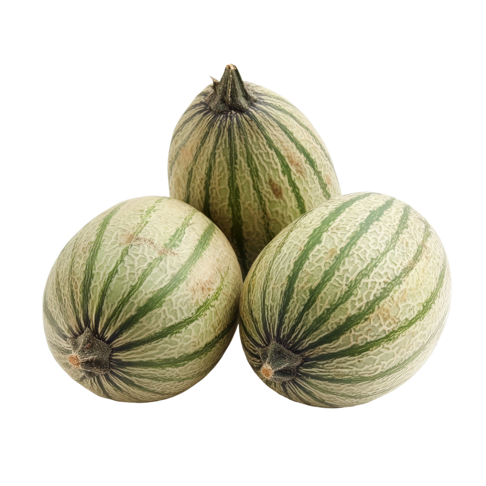 Fresh pepino melons isolated on a clean transparent background showcasing their unique texture and colors, pepino melons isolated on transparent background png