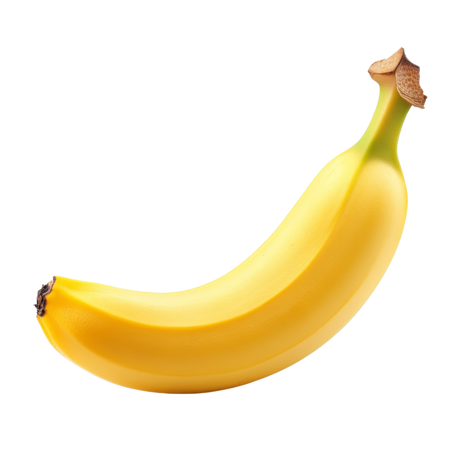 Fresh, ripe banana isolated on a clean transparent background, showcasing its vibrant color and shape, banana isolated on a transparent background png