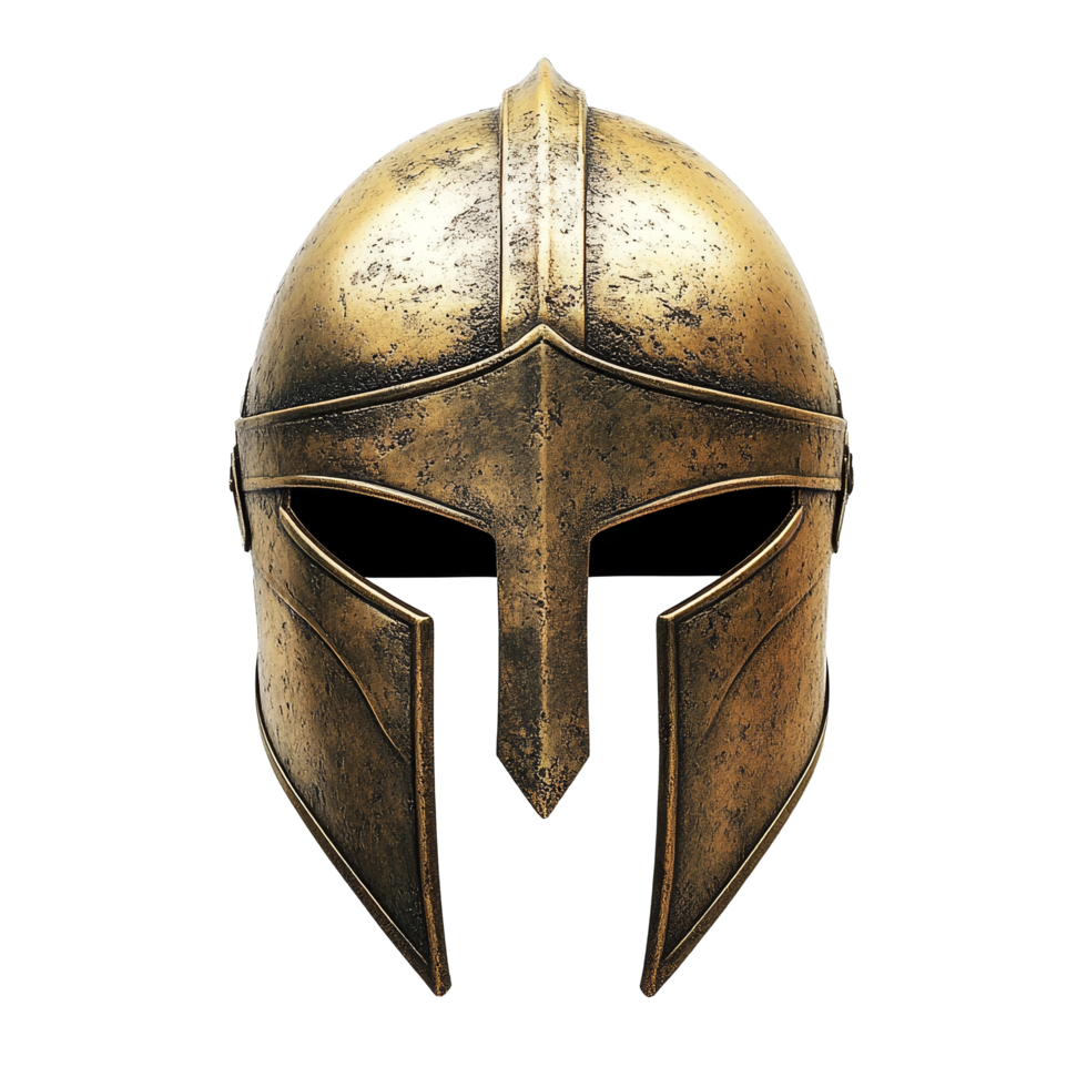Spartan helmet symbol isolated on a clean transparent background with an antique finish showcasing ancient warrior heritage, Spartans helmet symbol isolated on transparent background png
