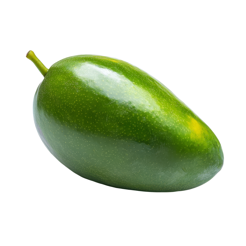 Fresh green mango isolated against a clean transparent background showcasing its vibrant, smooth skin and natural shape, green mango isolated on transparent background png