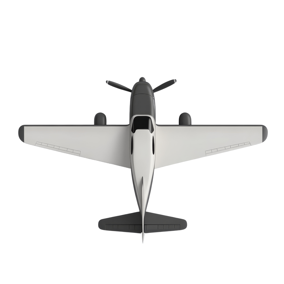 Top view of a small aircraft on a transparent background showcasing its streamlined design and features, Plane on transparent background png