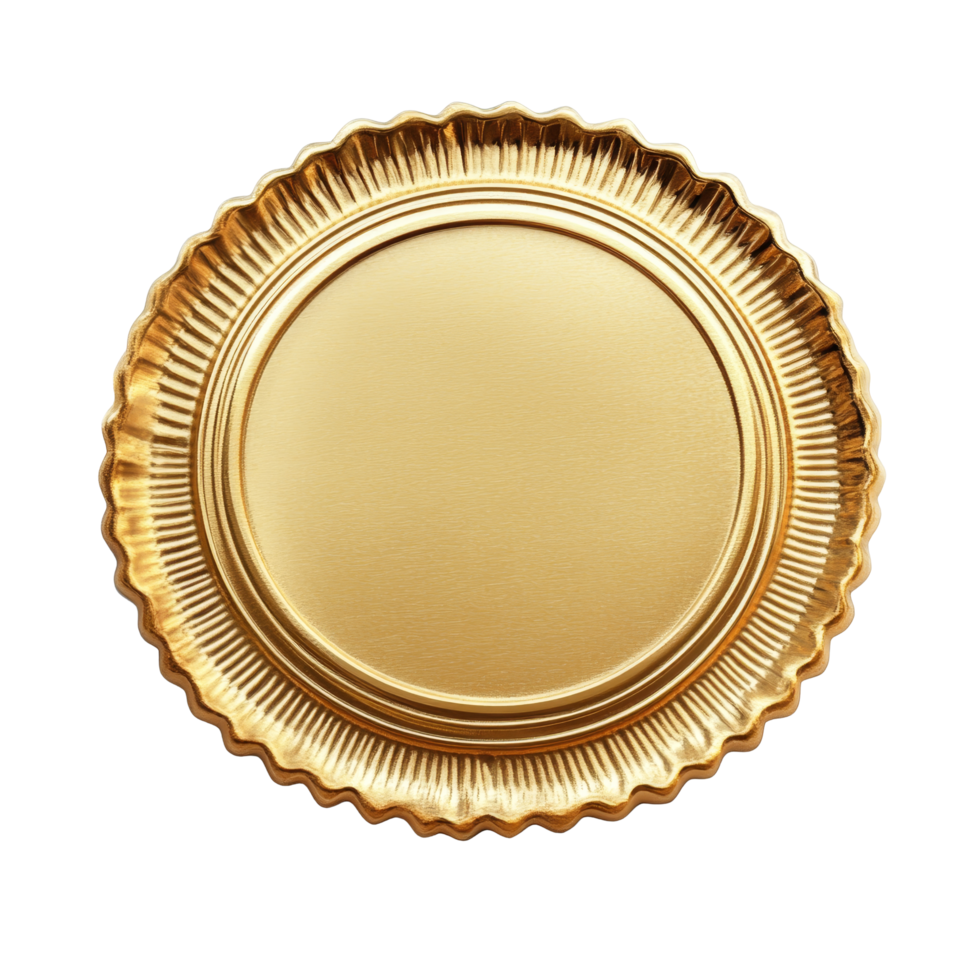 Elegant gold seal with scalloped edge, perfect for awards, certificates, or special celebration recognition, Gold seal with clipping path Stock Illustration png