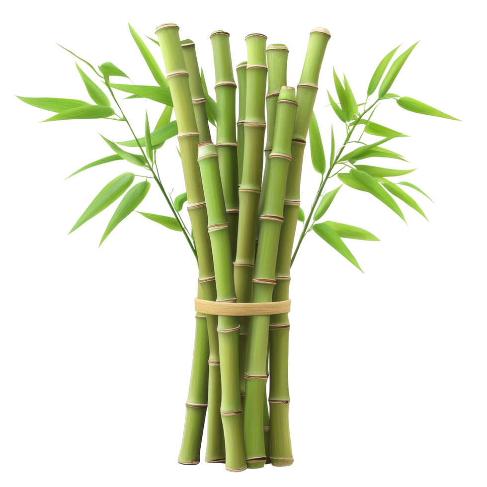 Bamboo bunch with green leaves isolated against a transparent background for decorative purposes, bamboo bunch with green leaves, file of isolated object on transparent background png