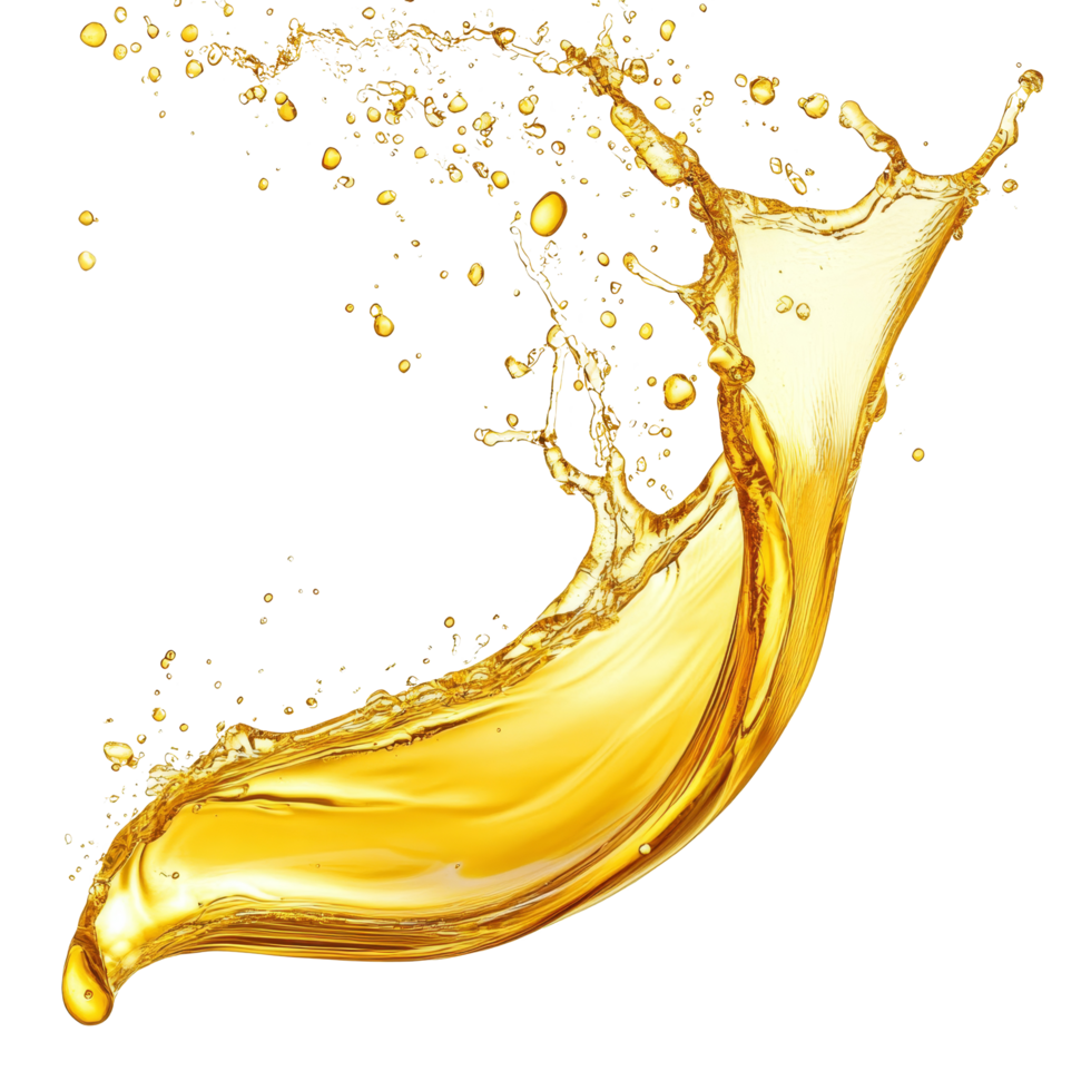 Gasoline oil splashing dramatically against a clean transparent backdrop, creating dynamic patterns and droplets, Gasoline Oil splashing isolated on transparent background png