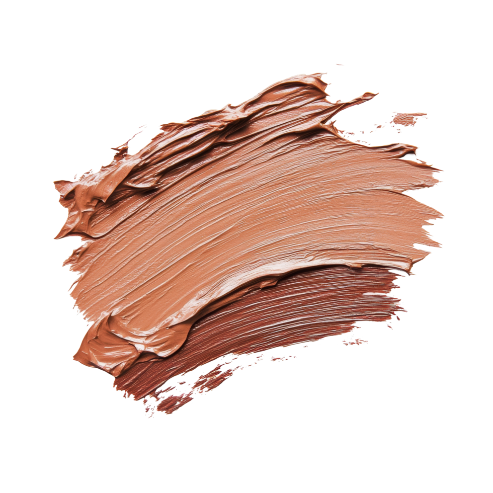 Skintoned makeup smear isolated on a clean transparent background showcasing texture and color in a beauty context, skin toned makeup smear isolated png
