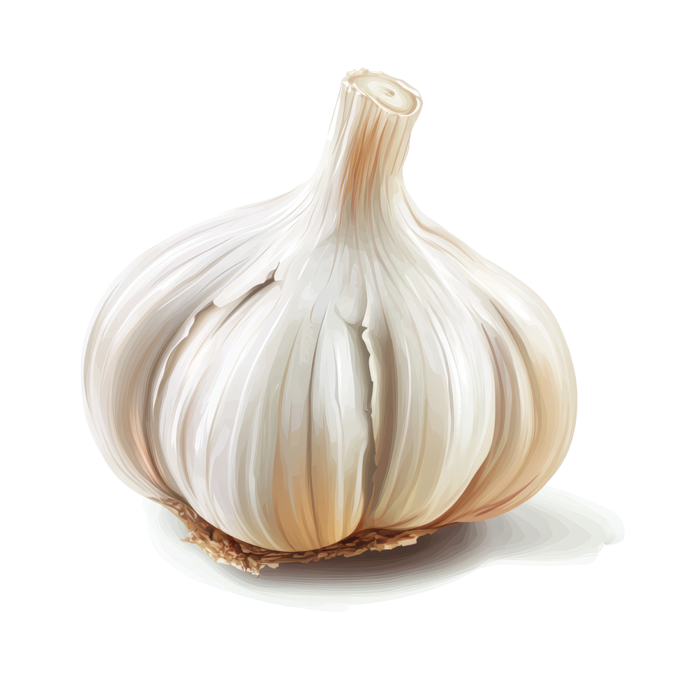 Fresh garlic bulb on a clean transparent background showcasing texture and detail perfect for culinary uses, garlic slice on transparent background png