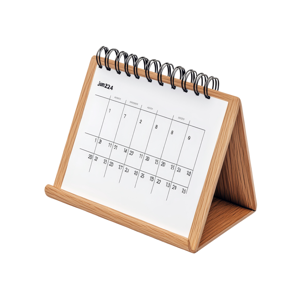 Table calendar for June displayed on a transparent background for planning and scheduling purposes, table calendar 2024 june isolated on transparent background png