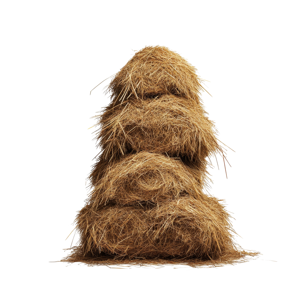 A stack of hay bales against a clean transparent background showcasing agricultural products ready for use, Hay Stack on transparent background png