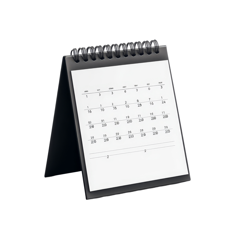 Simple black table calendar for August with days and dates displayed against a transparent background, table calendar 2023 august isolated on transparent background png