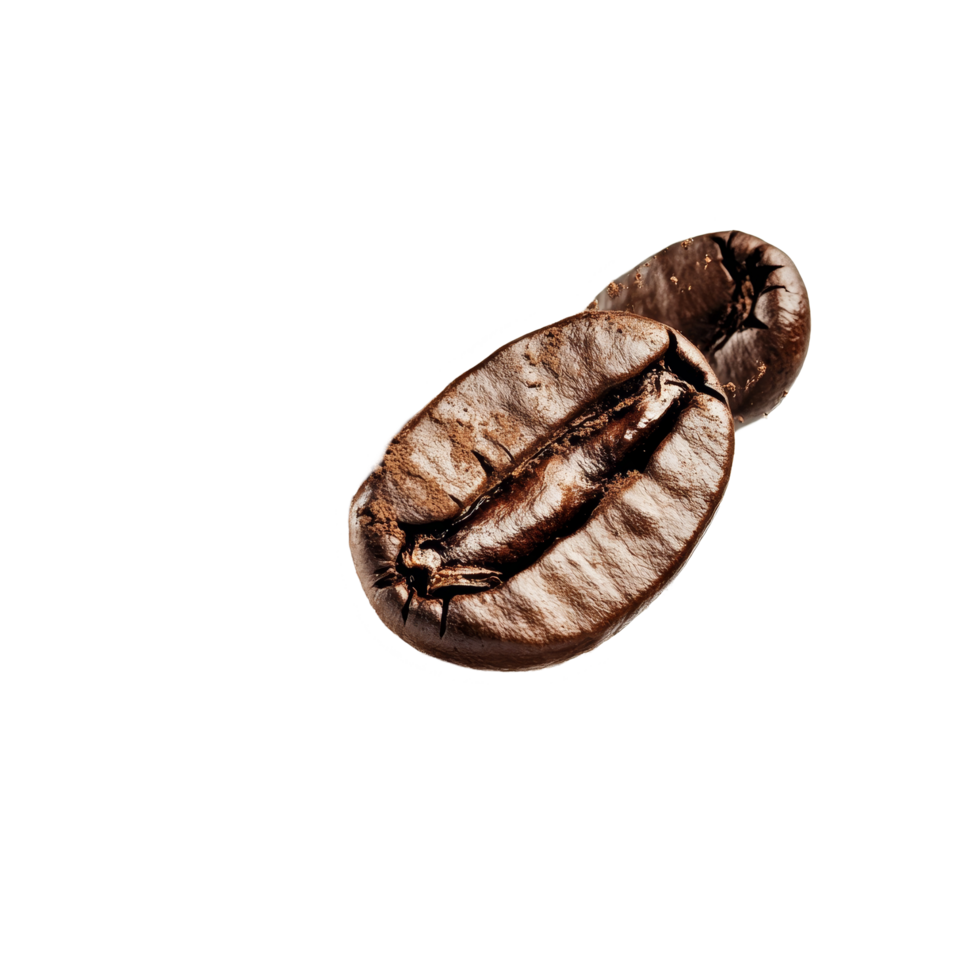 Coffee powder bursts from a freshly roasted coffee bean creating an energetic splash against a bright background, Coffee powder burst from coffee bean Stock Photo png