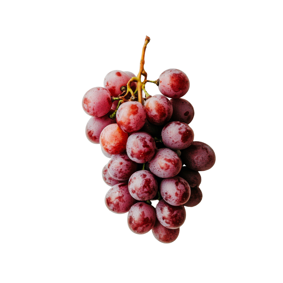 Fresh red grapes on a transparent background showcasing their vibrant color and natural shine in natural light, red grapes on transparent background png