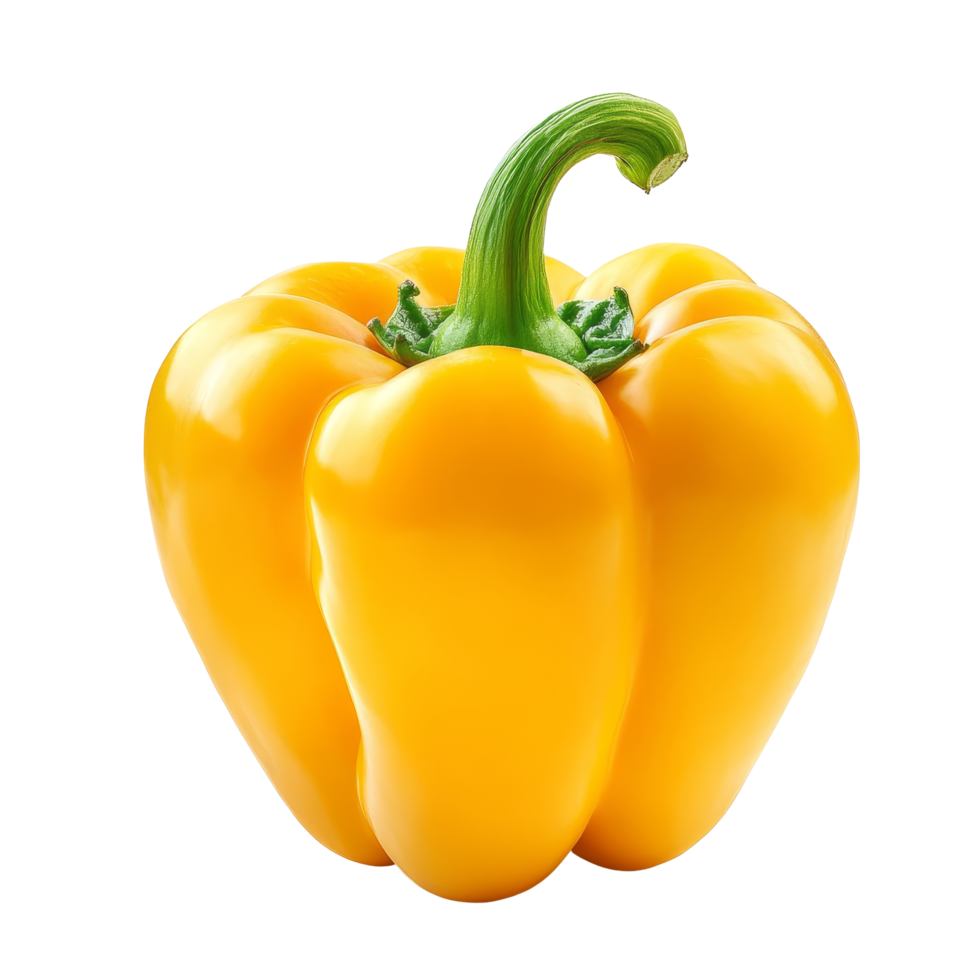 Vibrant yellow pepper isolated on a clean transparent background showcasing its fresh and appealing appearance, Sweet yellow pepper isolated on transparent background png