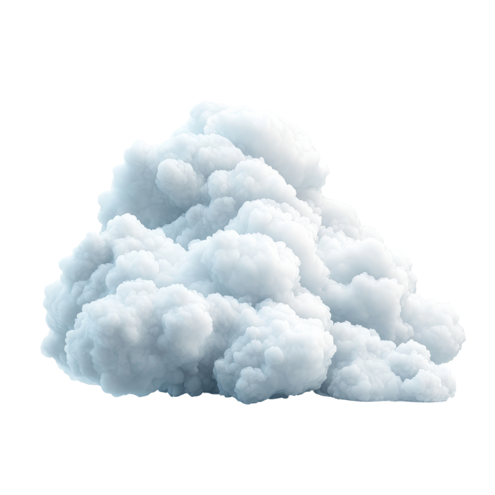 This depiction showcases a lush and detailed transparent cloud, floating uniquely against a clean transparent backdrop, HighResolution Realistic Cloud isolated on transparent background transparent png
