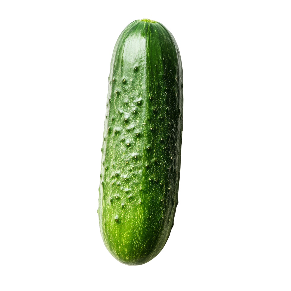 Fresh cucumber resting on a clean transparent background highlighting its natural texture and vibrant green color for culinary use, cucumber vegetable on transparent background png