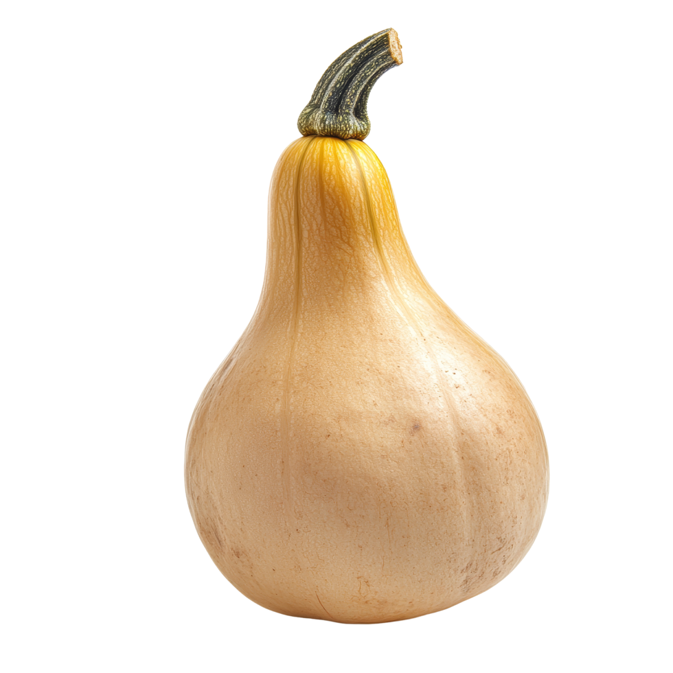 Butternut squash on a transparent background showcasing its smooth skin and unique shape in a hue, butternut squash on transparent background png