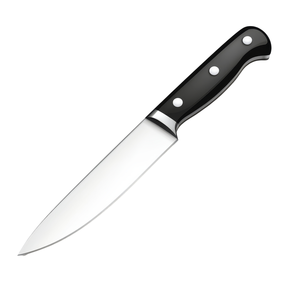 Classic kitchen knife with a sleek design and shadow, perfect for culinary tasks in any kitchen setting, kitchen knife, file of isolated object with shadow on transparent background png