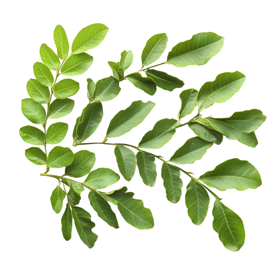 Fresh tamarind leaves isolated on a transparent background for culinary and medicinal uses, tamarind leaves isolated on transparent background png