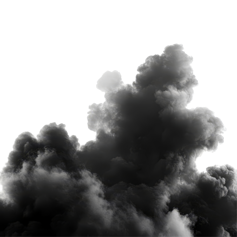 Dramatic black clouds isolated on a transparent background creating a striking contrast in the atmosphere, Black clouds isolated on transparent background png