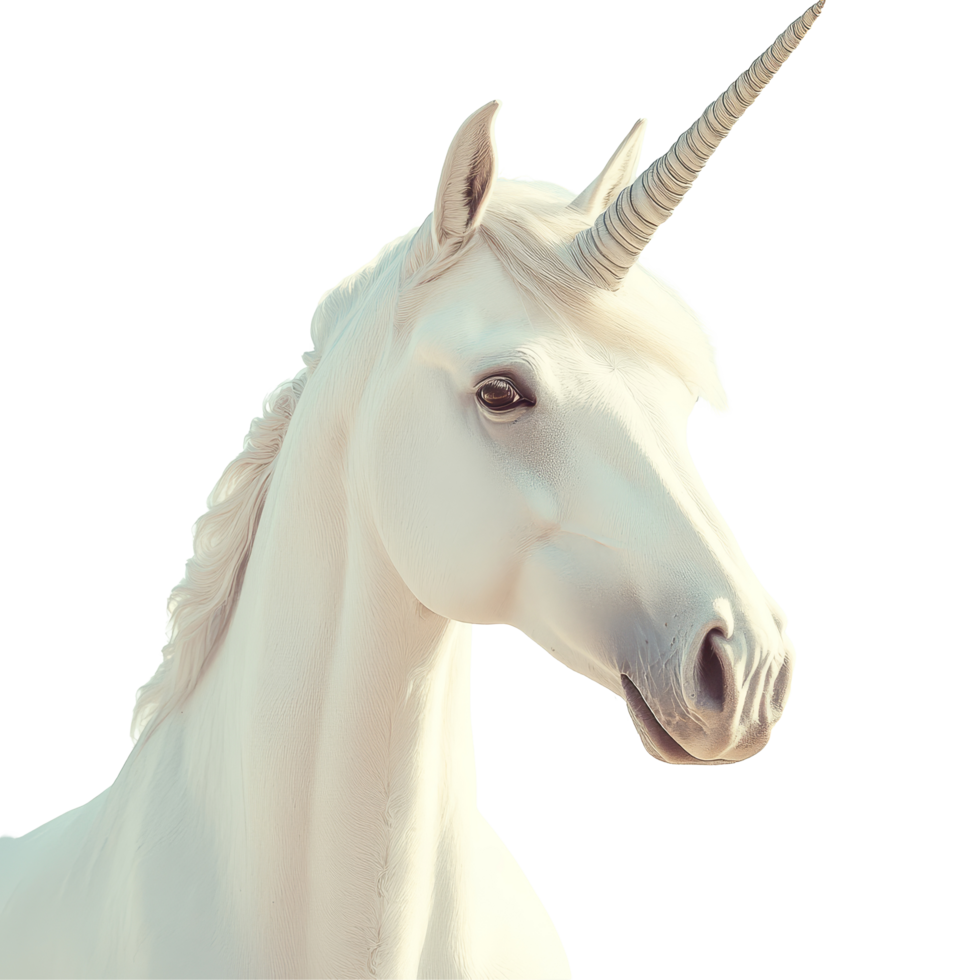 Majestic unicorn standing elegantly against a clean transparent background in a serene and enchanting setting, Unicorn on transparent background png