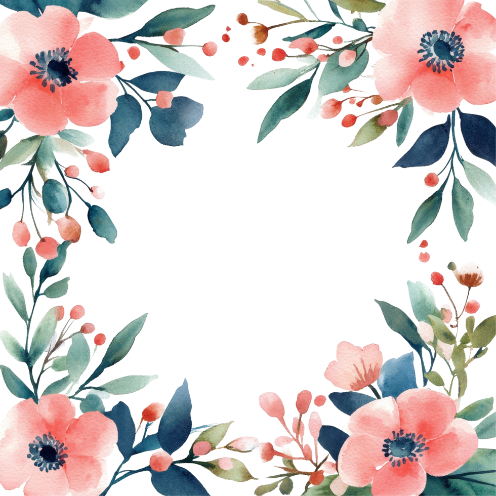 Elegant watercolor floral frame perfect for invitations to weddings and special events in springtime settings, Watercolor Floral Frame for Special Events png