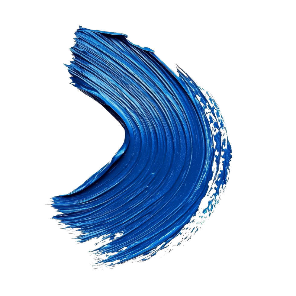 Twisted blue paint brush stroke creating an artistic flair against a clean transparent background, twisted blue paint brush stroke isolated on transparent background png