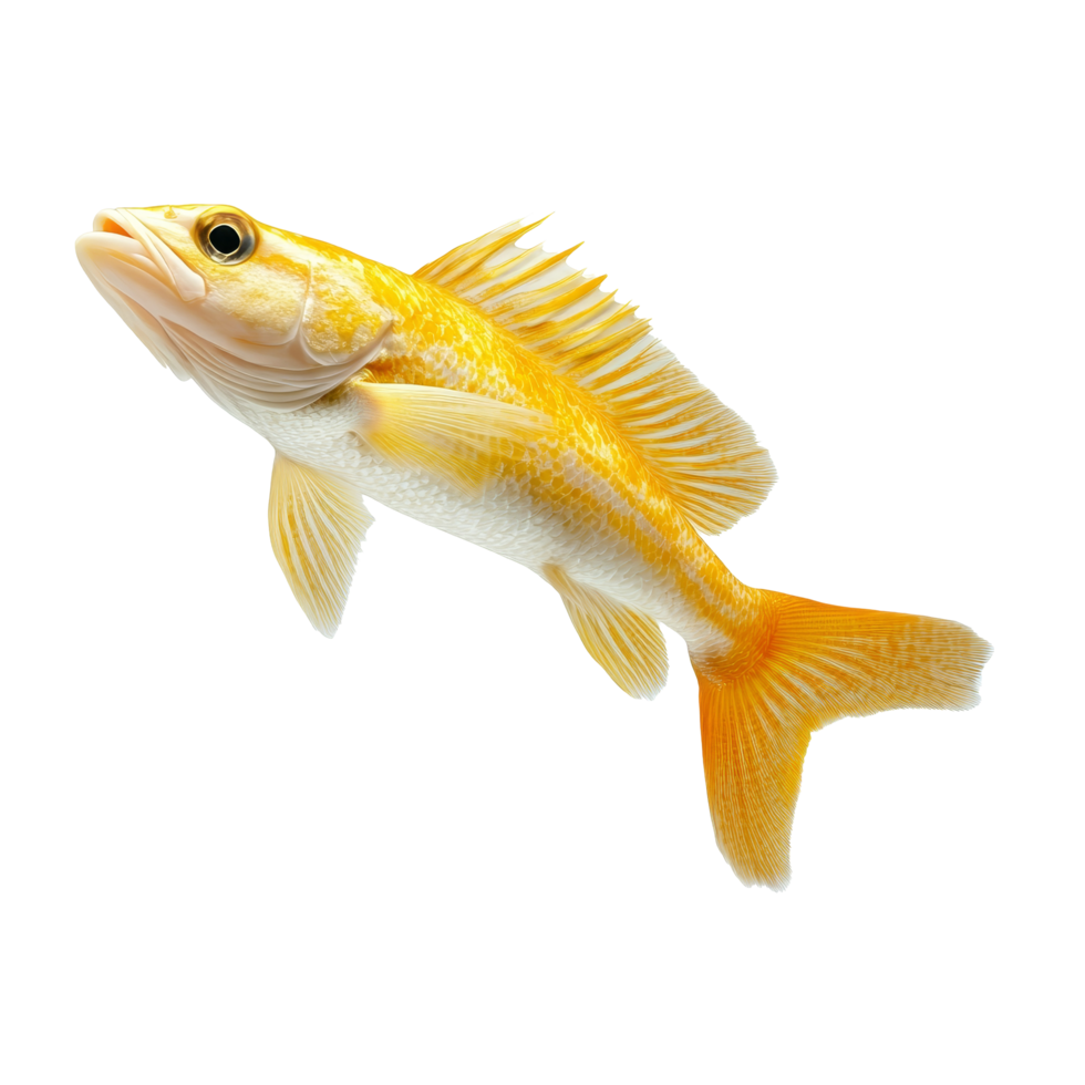 Dynamic leap of real fish showcasing bright colors against a clean transparent background, Dynamic Real Fish Leap isolated on transparent background Image png
