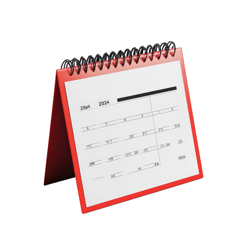 Table calendar for February 2024 displayed in detail on a clean transparent background, table calendar 2024 february isolated on transparent background png