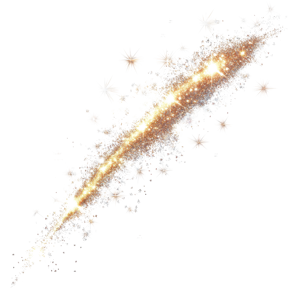 Captivating wave effect created by sparklers leaving a shimmering golden trail against a clean background, Sparklers Trail Wave Effect, file of isolated object on transparent background png
