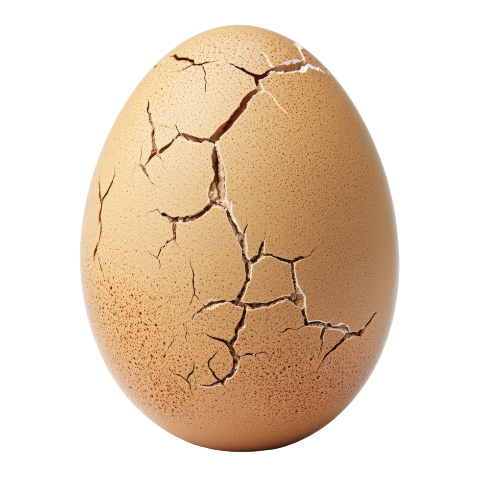 Cracked egg on a transparent background showcasing intricate textures and patterns, Cracked egg isolated png