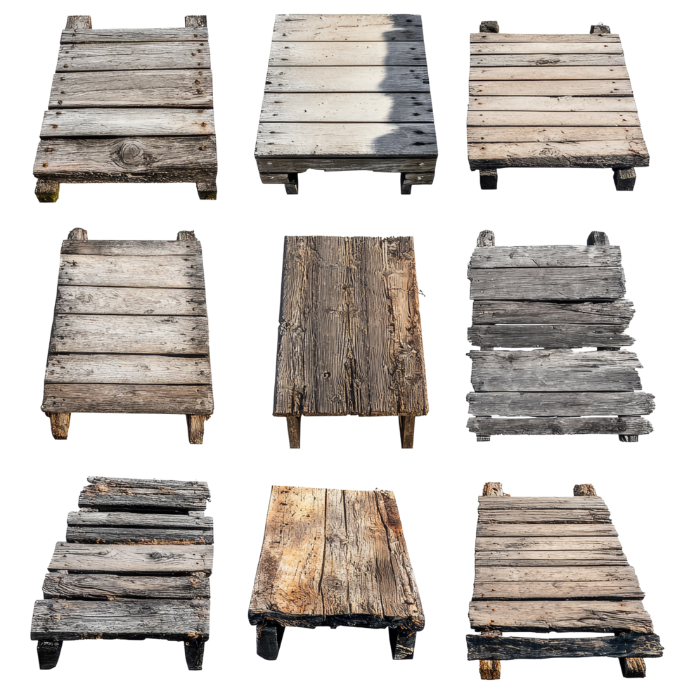 Exquisite collection of vintage timber bridges showcased against a clean transparent background, Various types of old timber bridge transparent background png