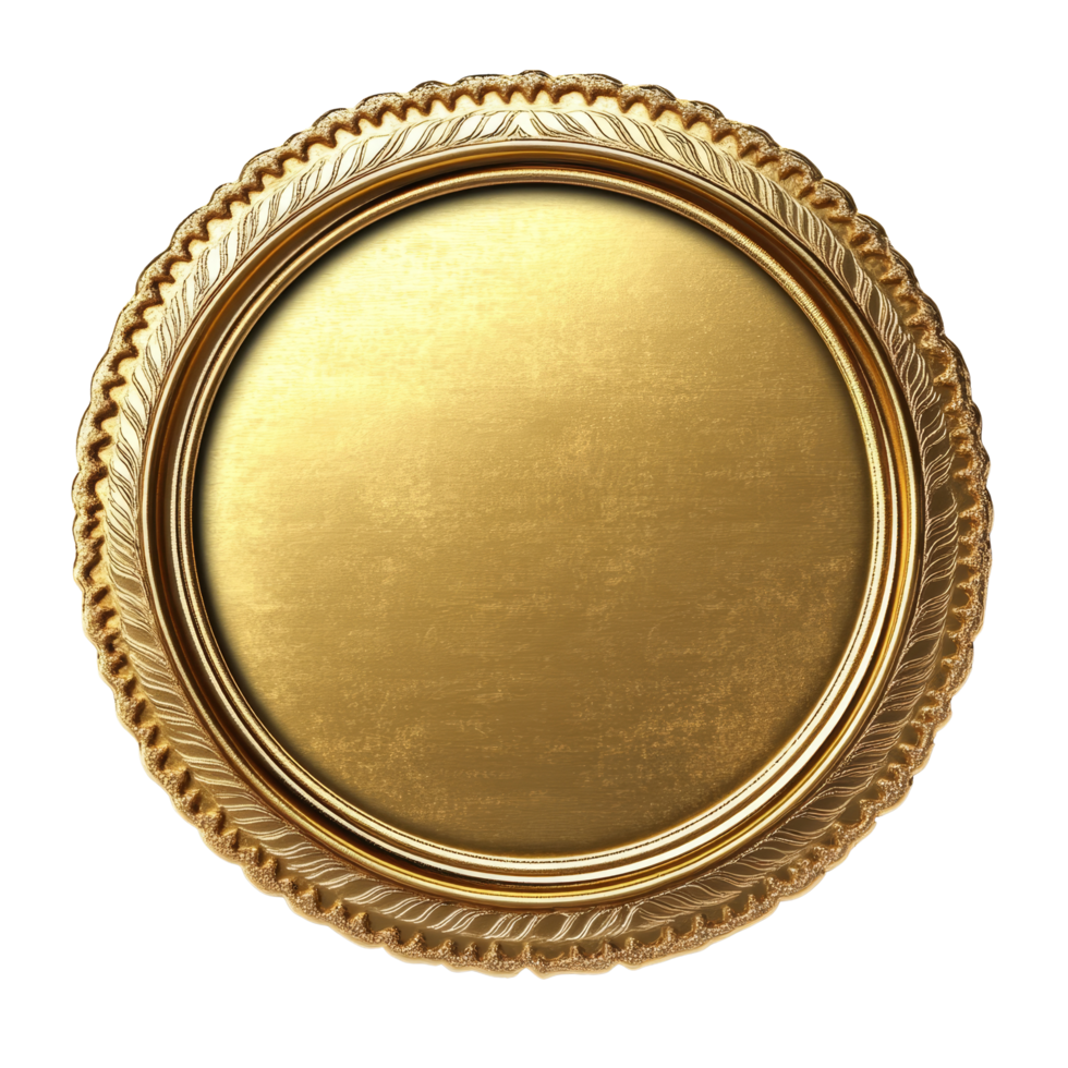 Elegant gold seal on a plain background showcasing its polished surface and decorative edging details, Gold seal with clipping path Stock Illustration png
