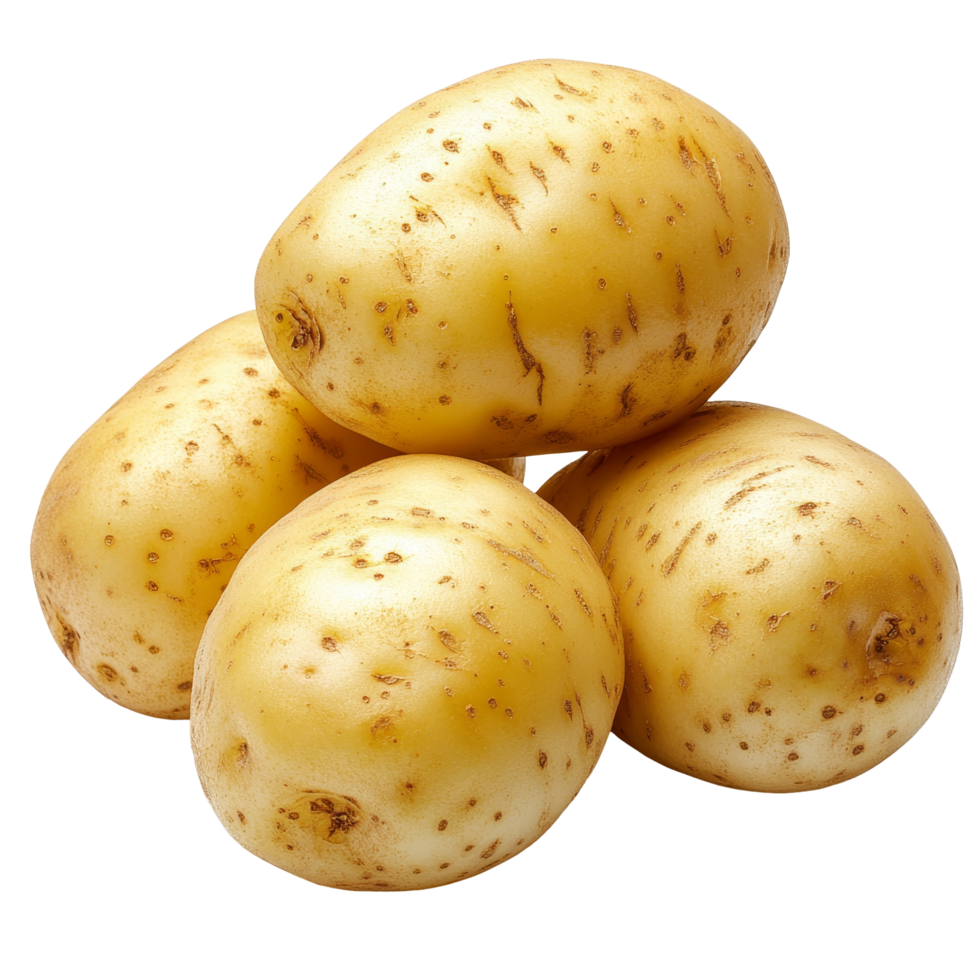 Freshly harvested potatoes isolated on a transparent background for cooking, recipes, and nutritional purposes, Potatoes isolated png