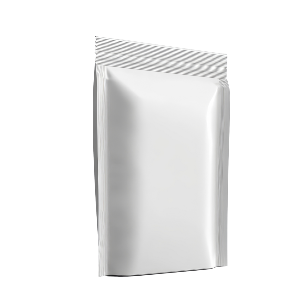Blank snack packaging, side view, isolated on a transparent background showcasing minimalist design for versatile use, Side view of blank snack packaging isolated Stock Illustration png