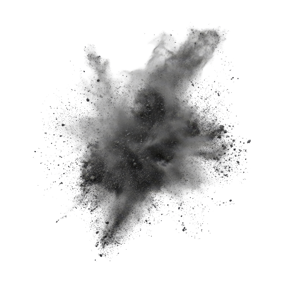 Dynamic display of dust powder explosion against a transparent background showcasing intricate details, dust powder splatted background. dust powder explosion on transparent background. dust explode. png