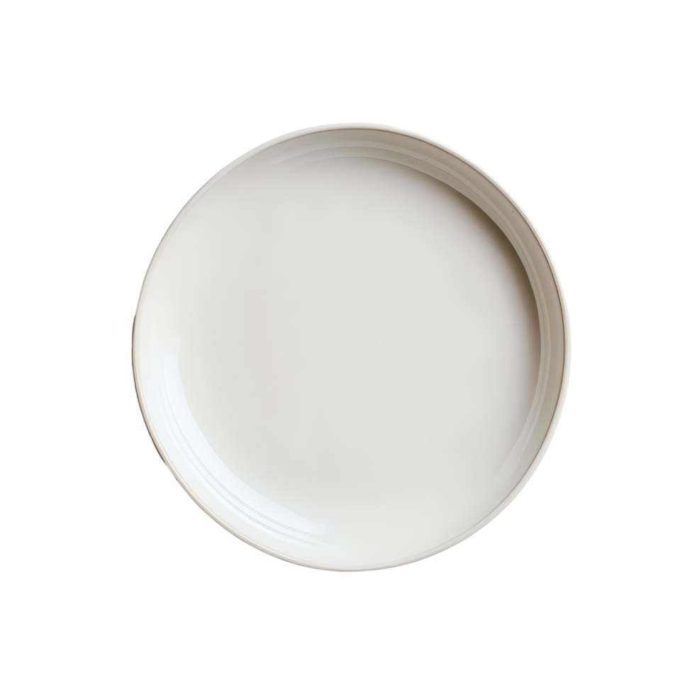 A simple transparent ceramic plate displayed on a minimalist transparent background perfect for modern dining settings, transparent ceramic plate on transparent background png