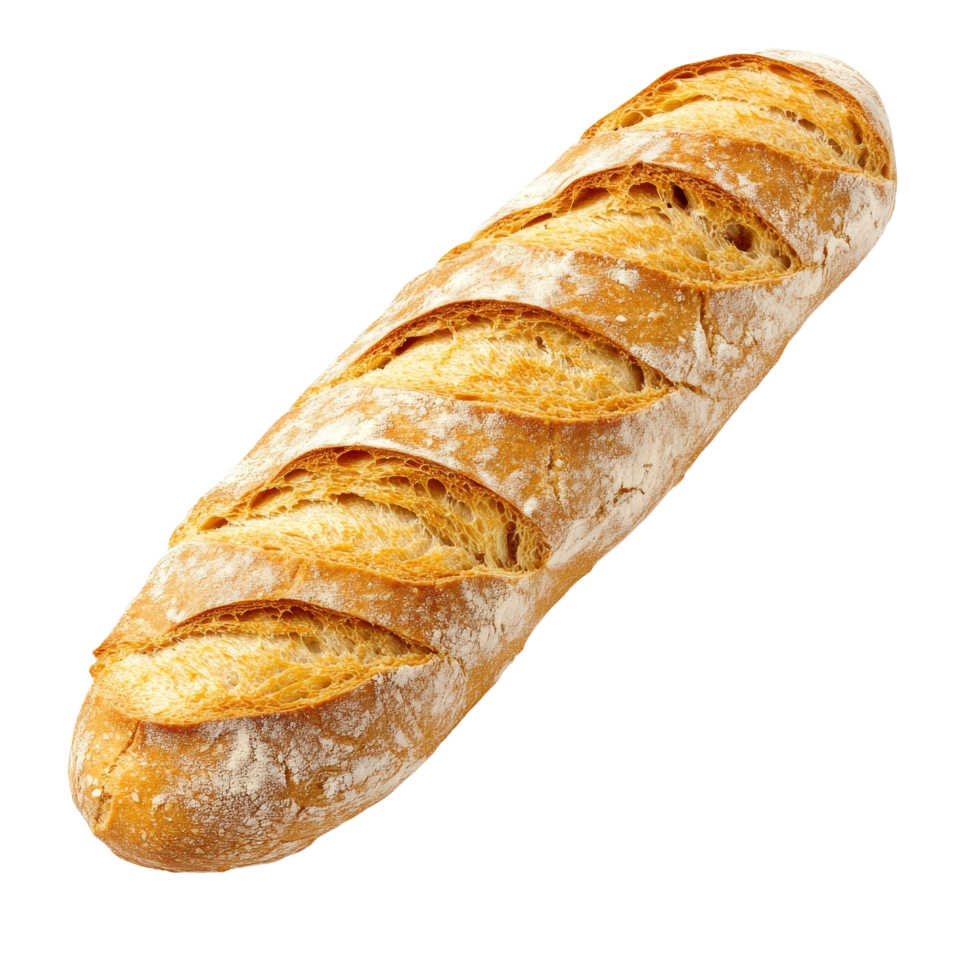 Freshly baked baguette isolated on a transparent background for culinary and food presentation, Baguette isolated png