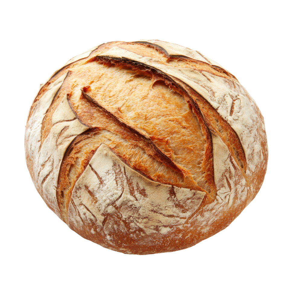 Artisan sourdough bread freshly baked and isolated on a transparent background for culinary photography and recipes, Sourdough bread isolated png