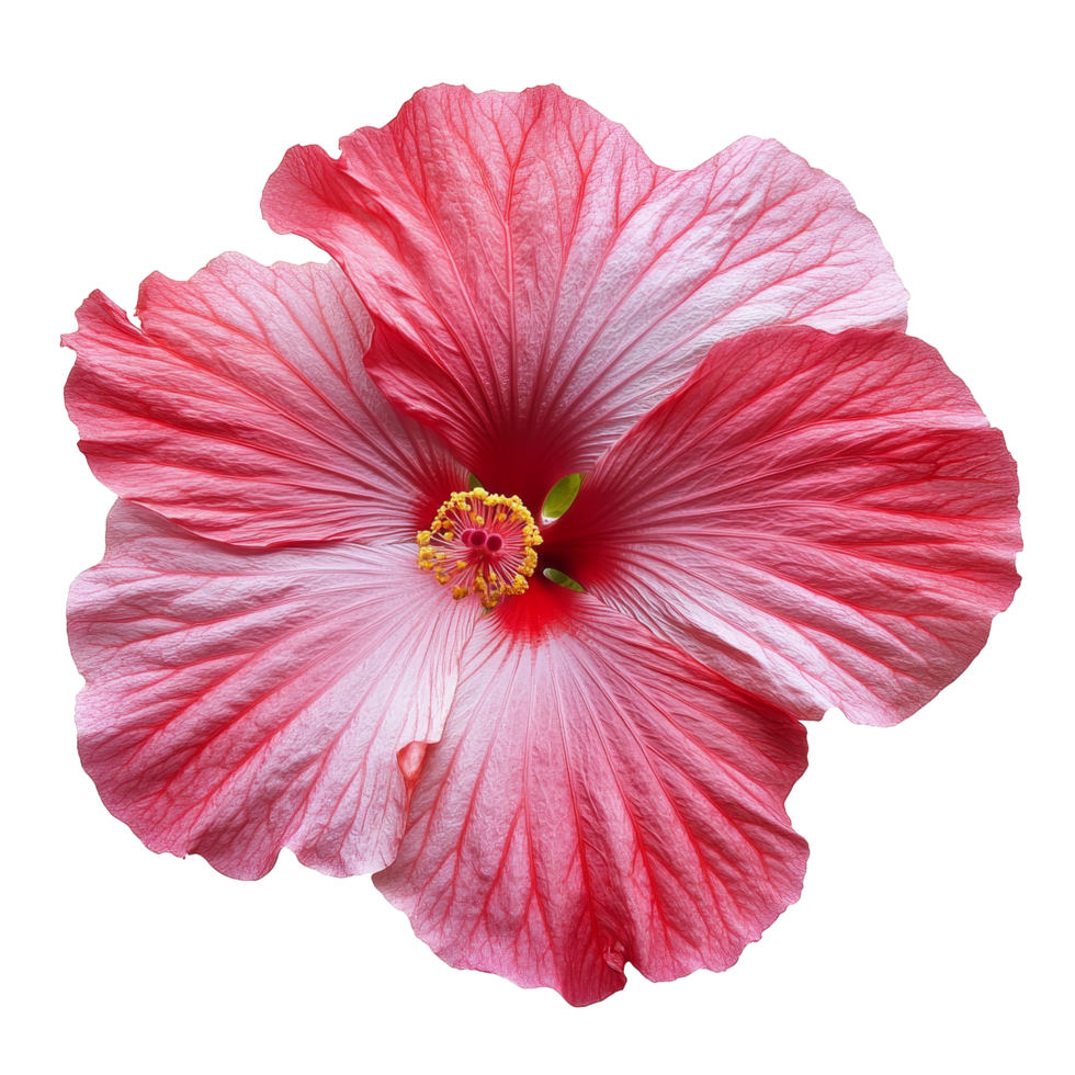 Beautiful hibiscus flower isolated on a transparent background showcasing vibrant colors and delicate petal patterns, Hibiscus flower isolated on transparent background png