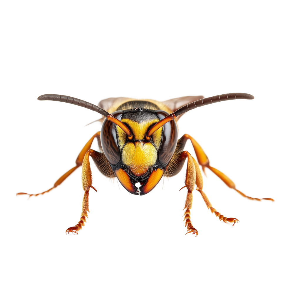 Closeup of a hornet on a transparent background showcasing its distinct features and vibrant colors, hornet isolated transparent background png