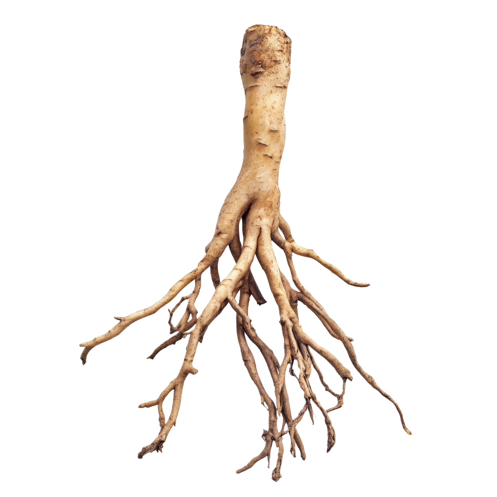 Fresh finger root displayed on a clean transparent background showcasing its unique texture and structure, Finger root on transparent background png