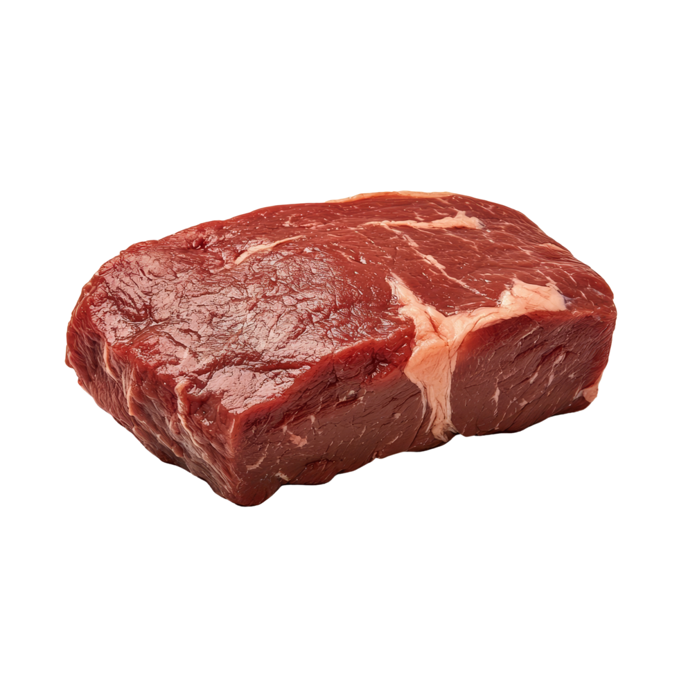 Fresh cut beef showing rich marbling and vibrant color ready for grilling indoors or outdoors any time of the year, Isolated beef loin meat part png