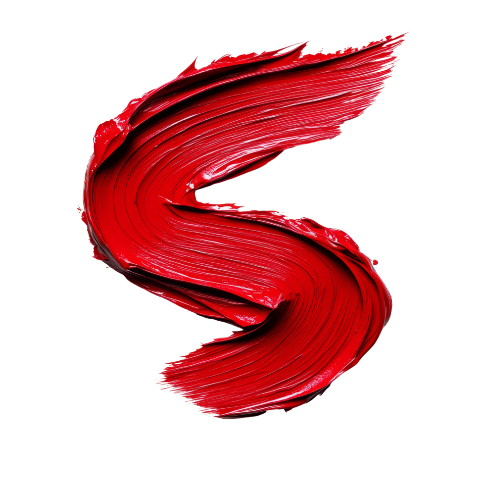 A twisted red brush stroke swirls elegantly on a clean transparent background, showcasing creativity and art, twisted red paint brush stroke isolated on transparent background png
