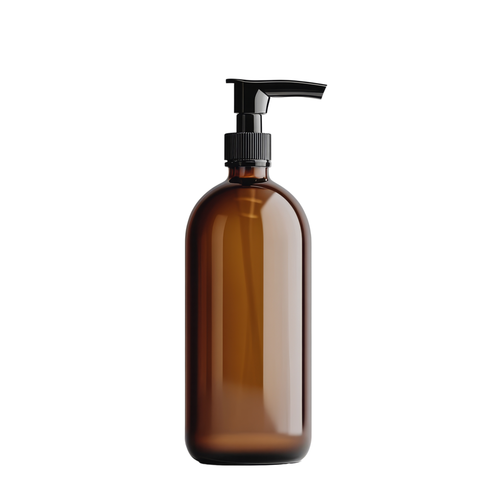 A sleek shampoo bottle sits elegantly on a clean transparent background, showcasing its modern design and practicality, shampoo bottle on transparent background png
