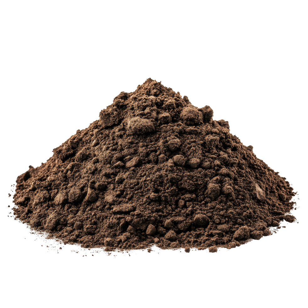 A pile of rich, dark soil isolated on a transparent background, perfect for gardening and agriculture projects, pile of soil isolated on transparent background png