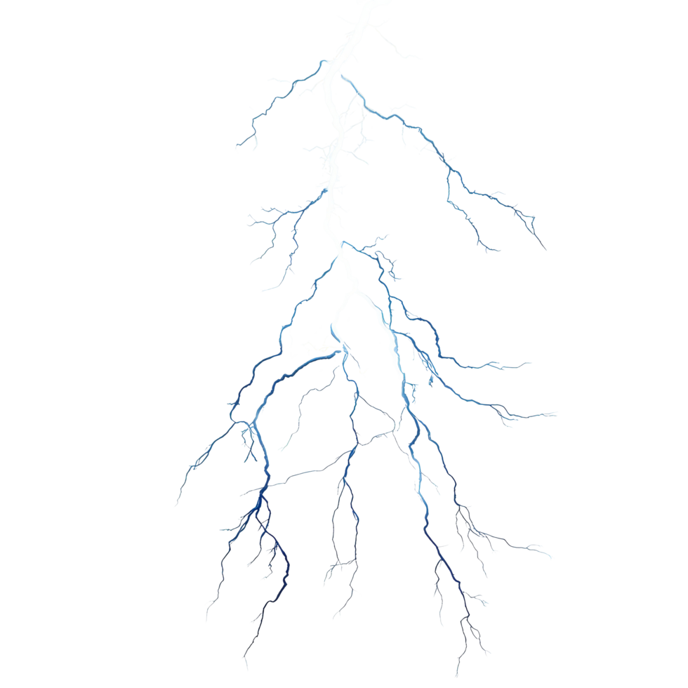 Dramatic thunder lightning strikes against a transparent background during a stormy weather event, thunder lightning transparent background png