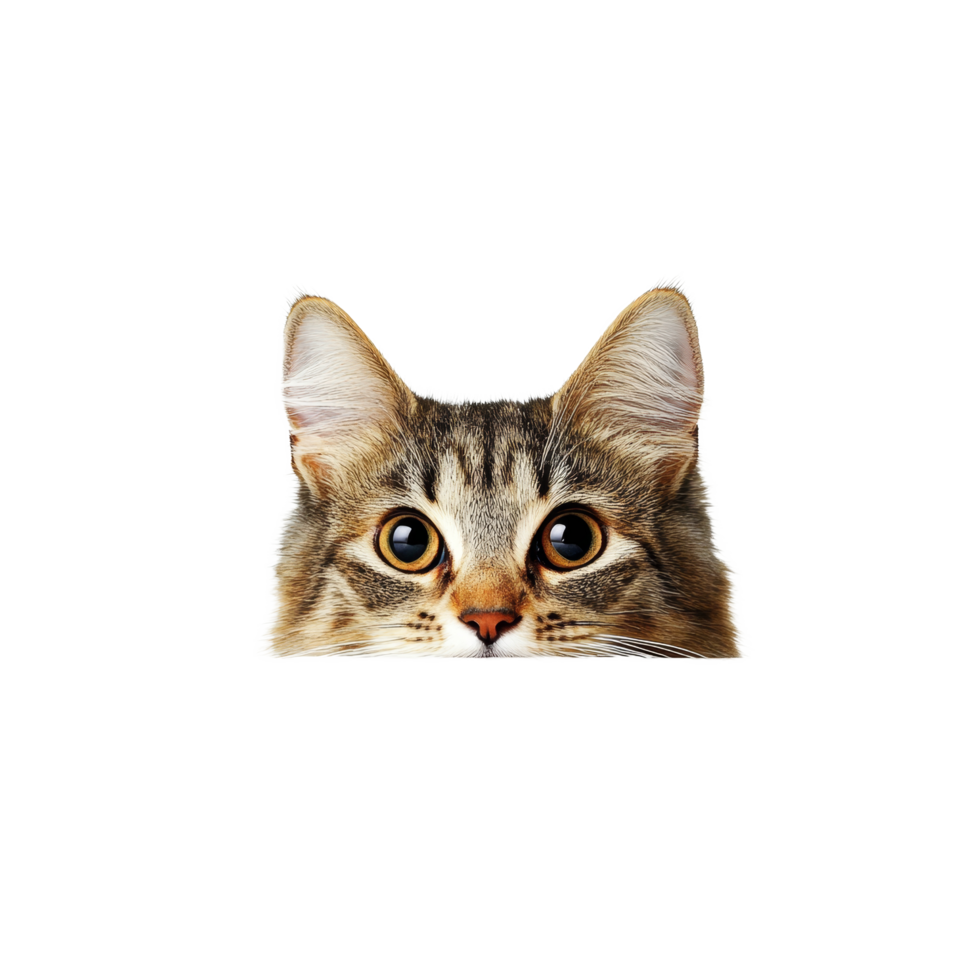 Curious cat peeking over a transparent table against a soft transparent background in a cheerful and playful atmosphere, Cat Peeking Over transparent top table transparent background png
