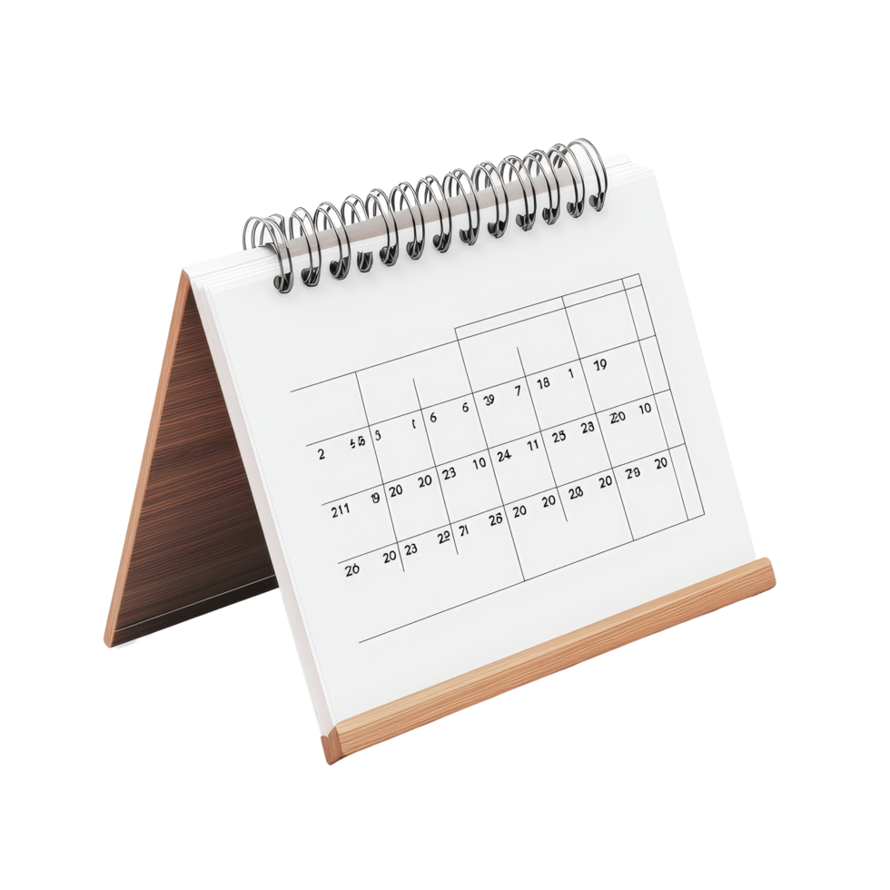 Table calendar for September displayed with a simple stand on a clean transparent background, table calendar 2023 september isolated on transparent background png