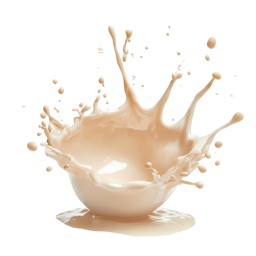 A creamy splash of liquid in motion on a transparent background illustrating dynamic movement and texture, Creamy Splash in Motion On transparent background png