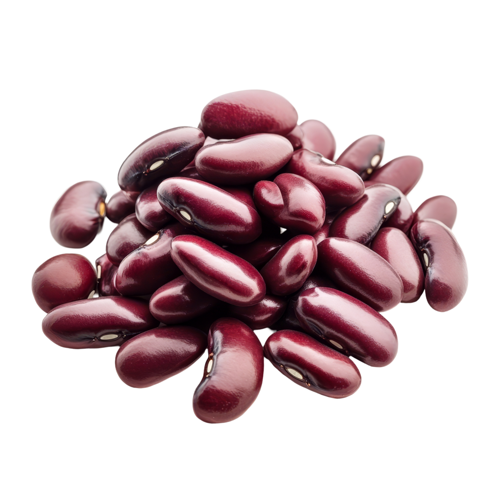 Fresh red beans piled on a transparent background showcasing their vibrant color and smooth texture in natural light, Red beans isolated on transparent background png