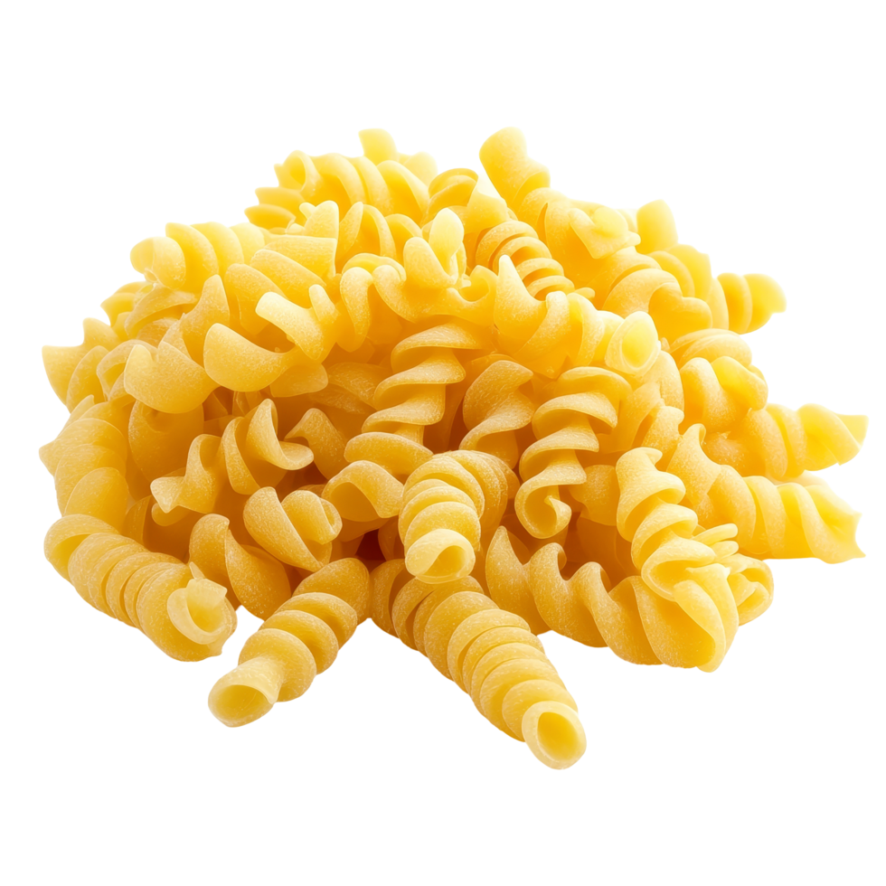 Colorful macaroni pasta spirals stacked on transparent background ideal for cooking and baking delicious dishes, macaroni pasta isolated on transparent background png